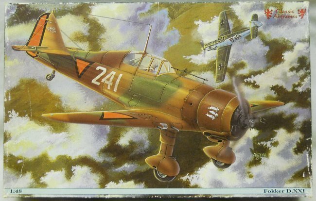 Classic Airframes 1/48 Fokker D-XXI Dutch Fighter -  With Markings for Two Dutch Air Force Aircraft from 1940 and Two Danish Air Force from about 1940 - (D.XXI), 94-401 2700 plastic model kit